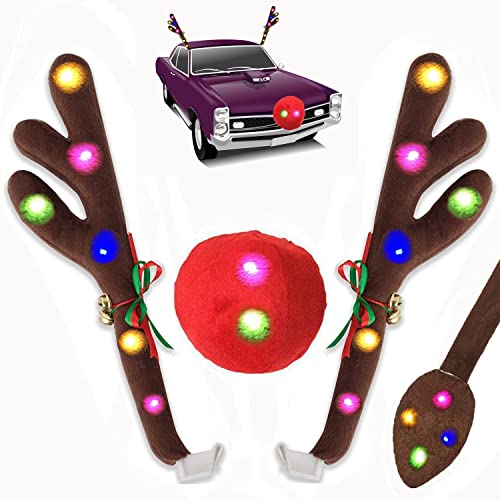 Reindeer Antlers Decoration Kit with Jingle Bells Red Nose Tail W611815