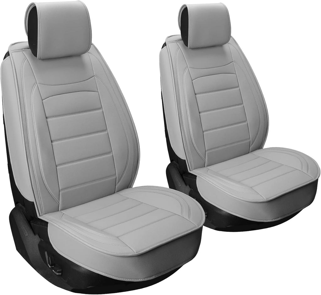 Black 2Pcs Waterproof Leatherette Car Seat Covers N66209