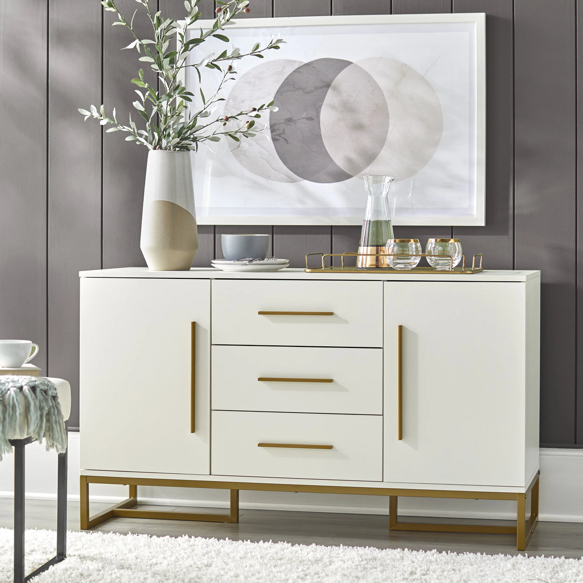 White Modern Dining Room Storage Sideboard K810847