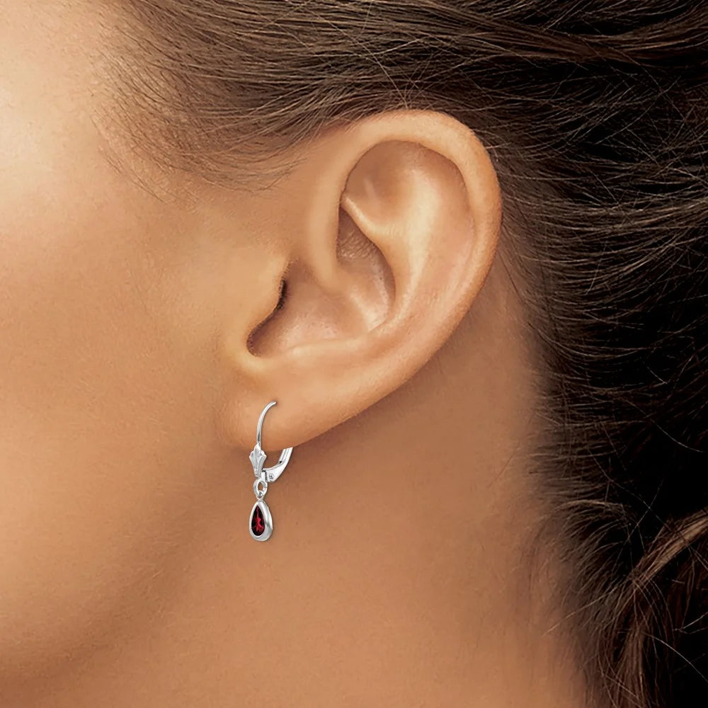 14 Karat White Gold Garnet Earrings W476