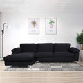 Black Velvet L-Shaped Sectional Sofa Chaise P6474