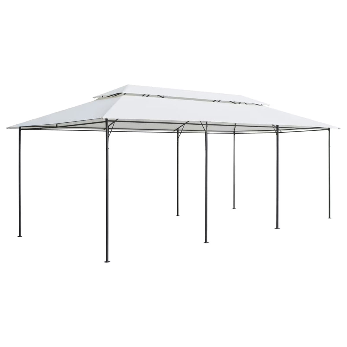 White Steel Frame Party Tent Gazebo Canopy Sun Shade Shelter 236.2 x 117.3 x 106.3 Inches R689