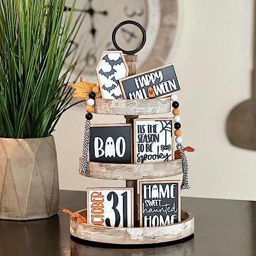 7 Pcs Halloween Themed Tiered Tray Decor Set Z56289