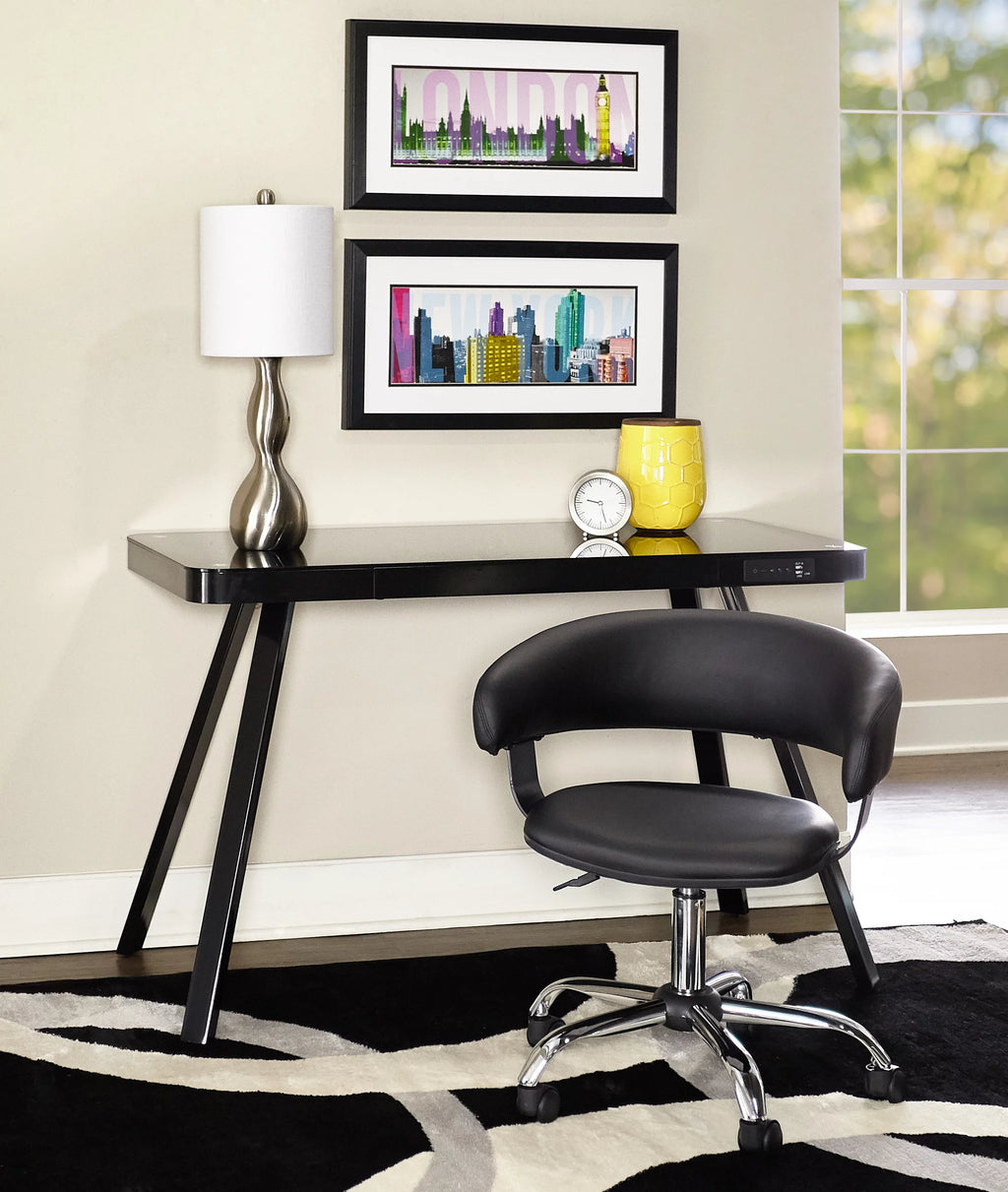 Black Low-Back Desk Chair with Castors B9834