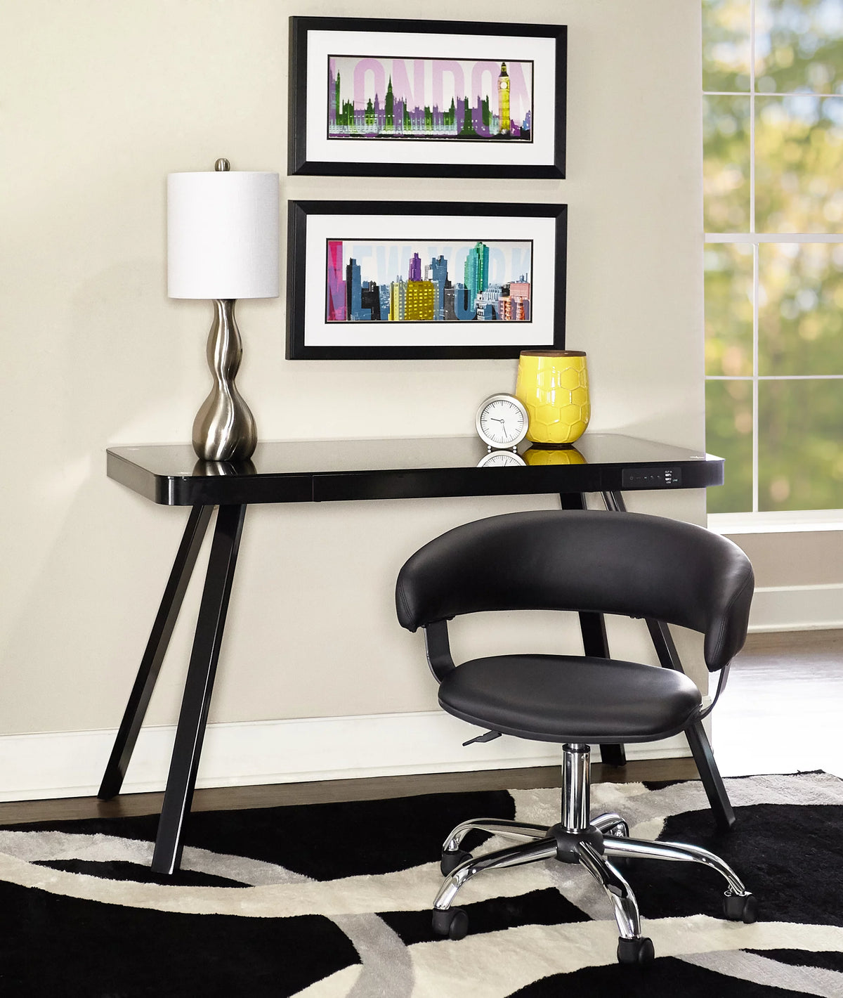 Black Low-Back Desk Chair with Castors B9834