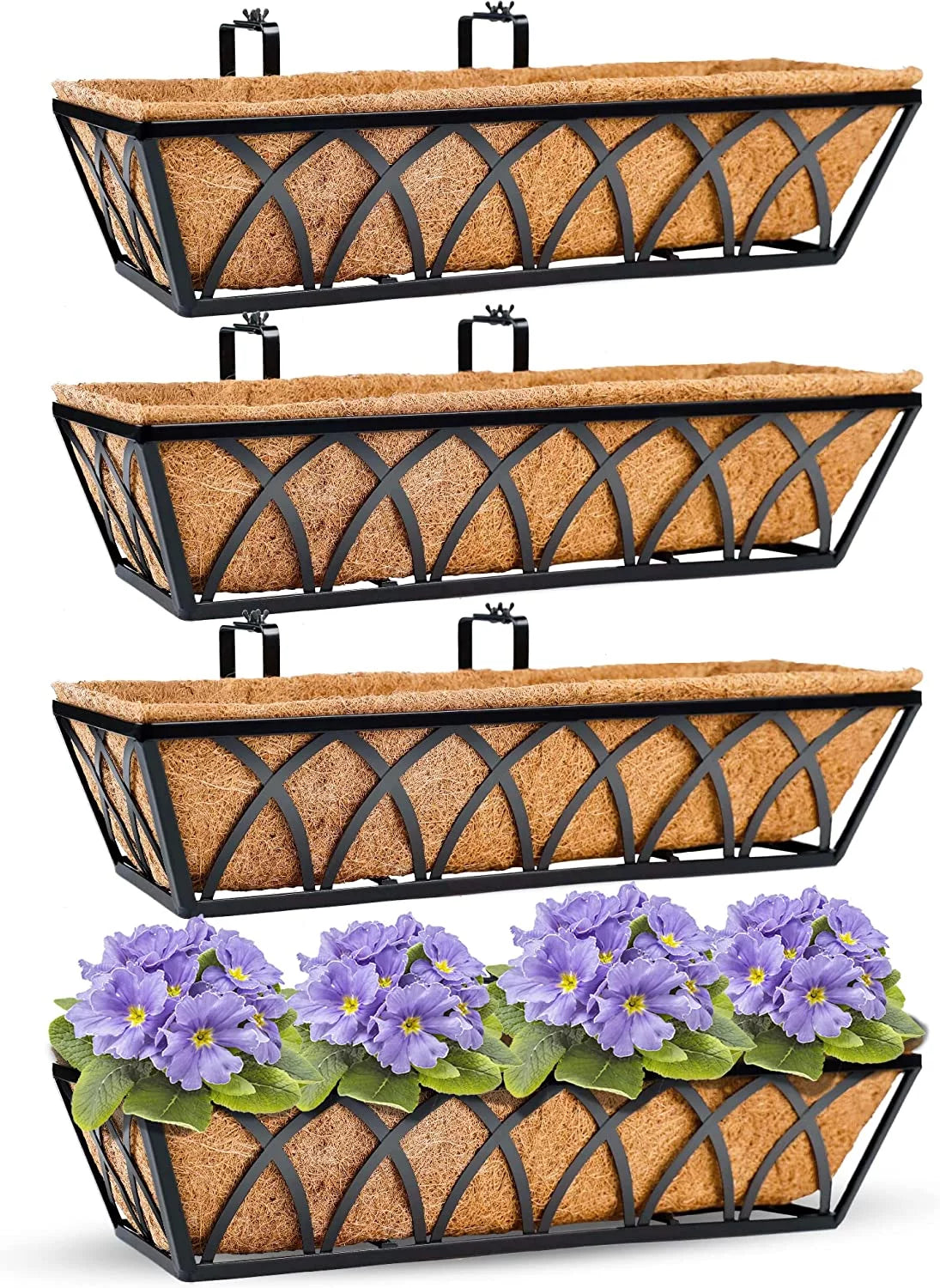 24 Inch Metal Hanging Planter with Coco Liner, 4pcs G683008