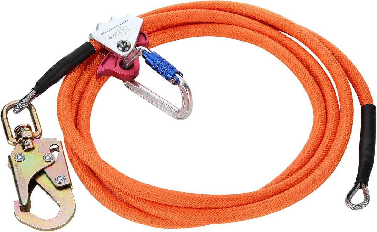 Steel Wire Core Flipline Rope Kit 5/8 x 12 ft with Triple Lock Carabiner Pack of 2 L9679