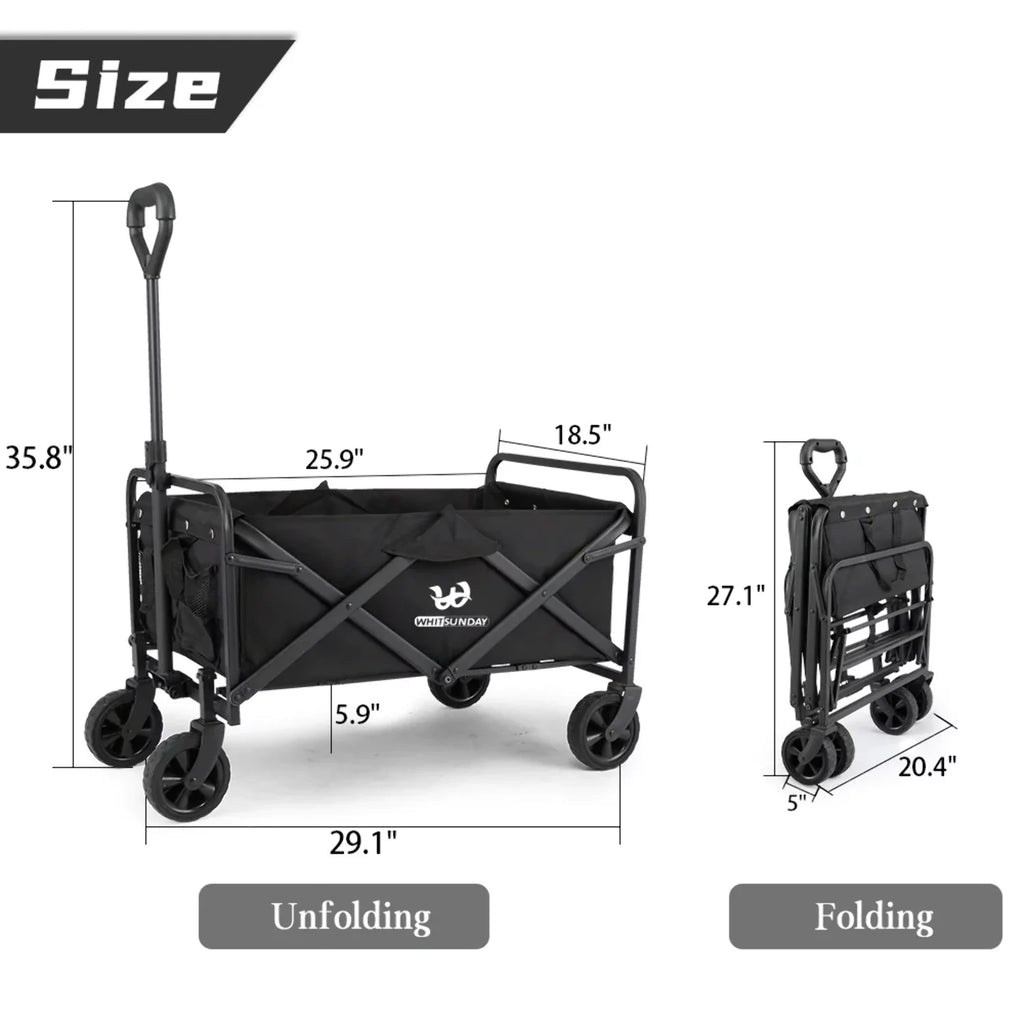 Collapsible Folding Utility Wagon Cart 5" Solid Rubber Wheels T487676
