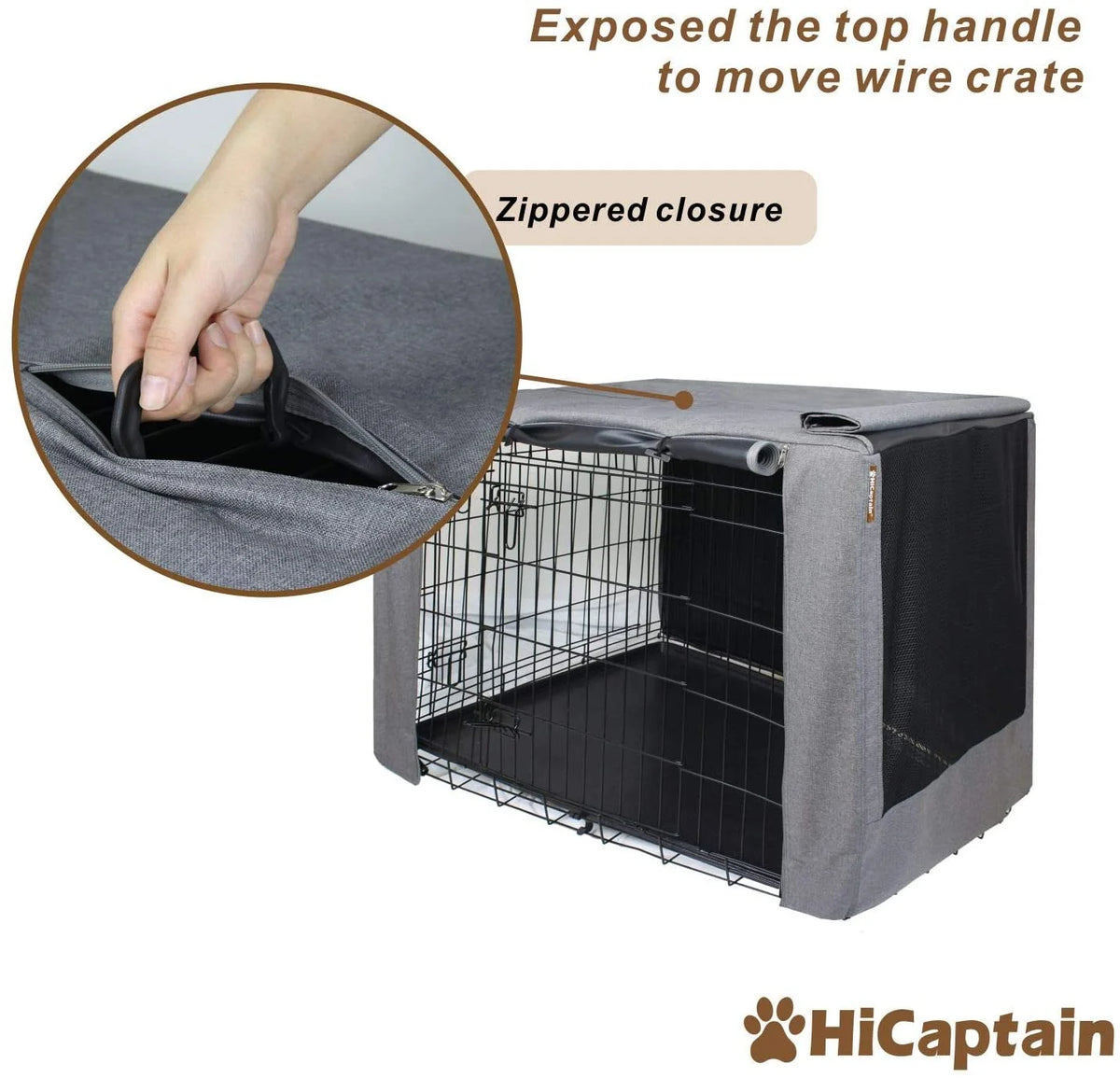 Black Folding Dog Crate Cover for 24 Inch Wire Pet Cage Y40206