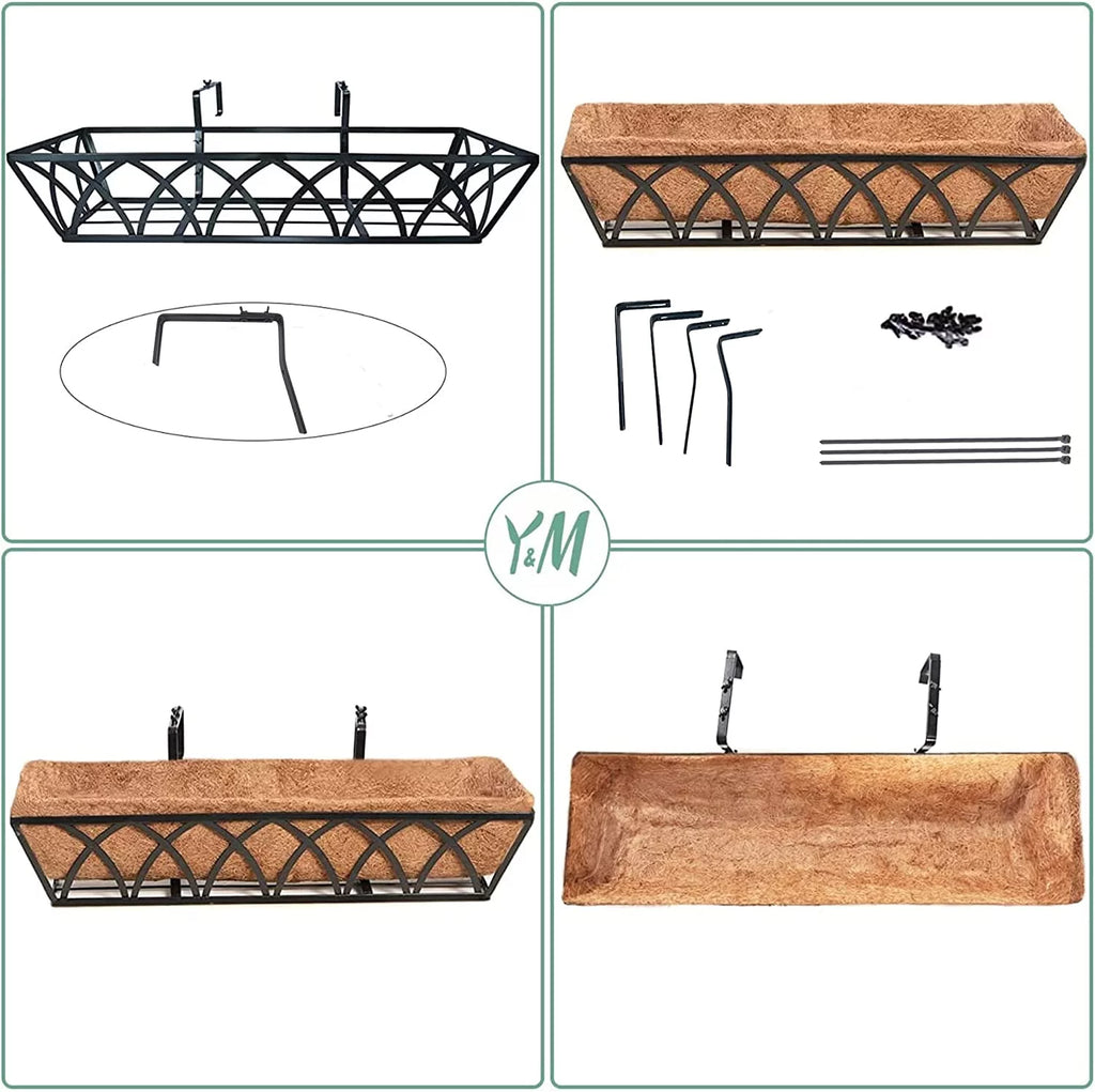 24 Inch Metal Hanging Planter with Coco Liner, 4pcs G683008