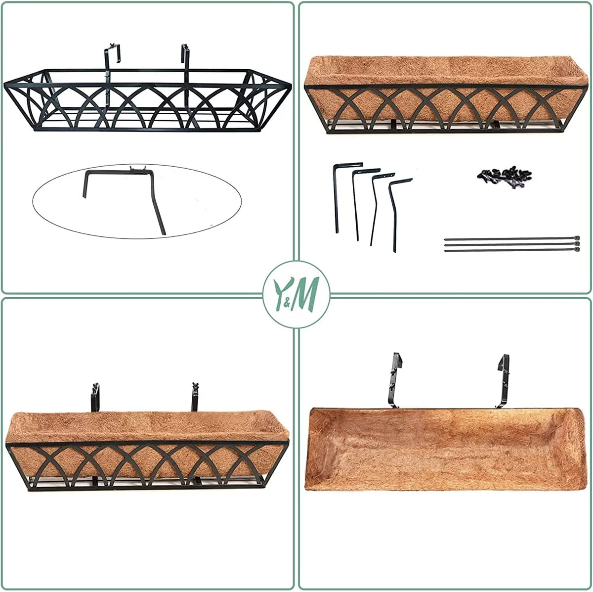 24 Inch Metal Hanging Planter with Coco Liner, 4pcs G683008