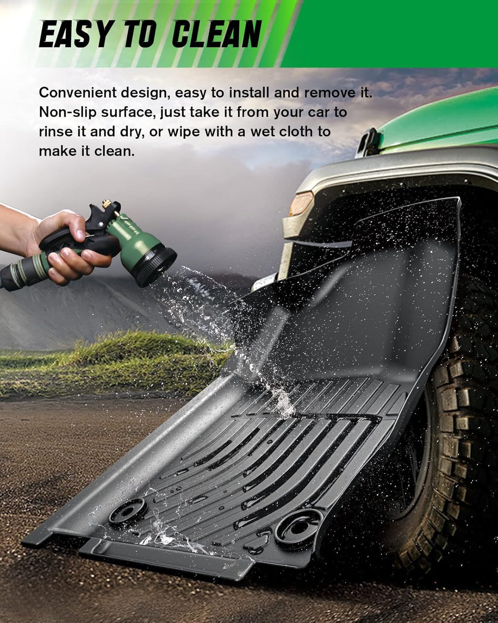All Weather TPE Black Car Floor Mats Full Set S6136