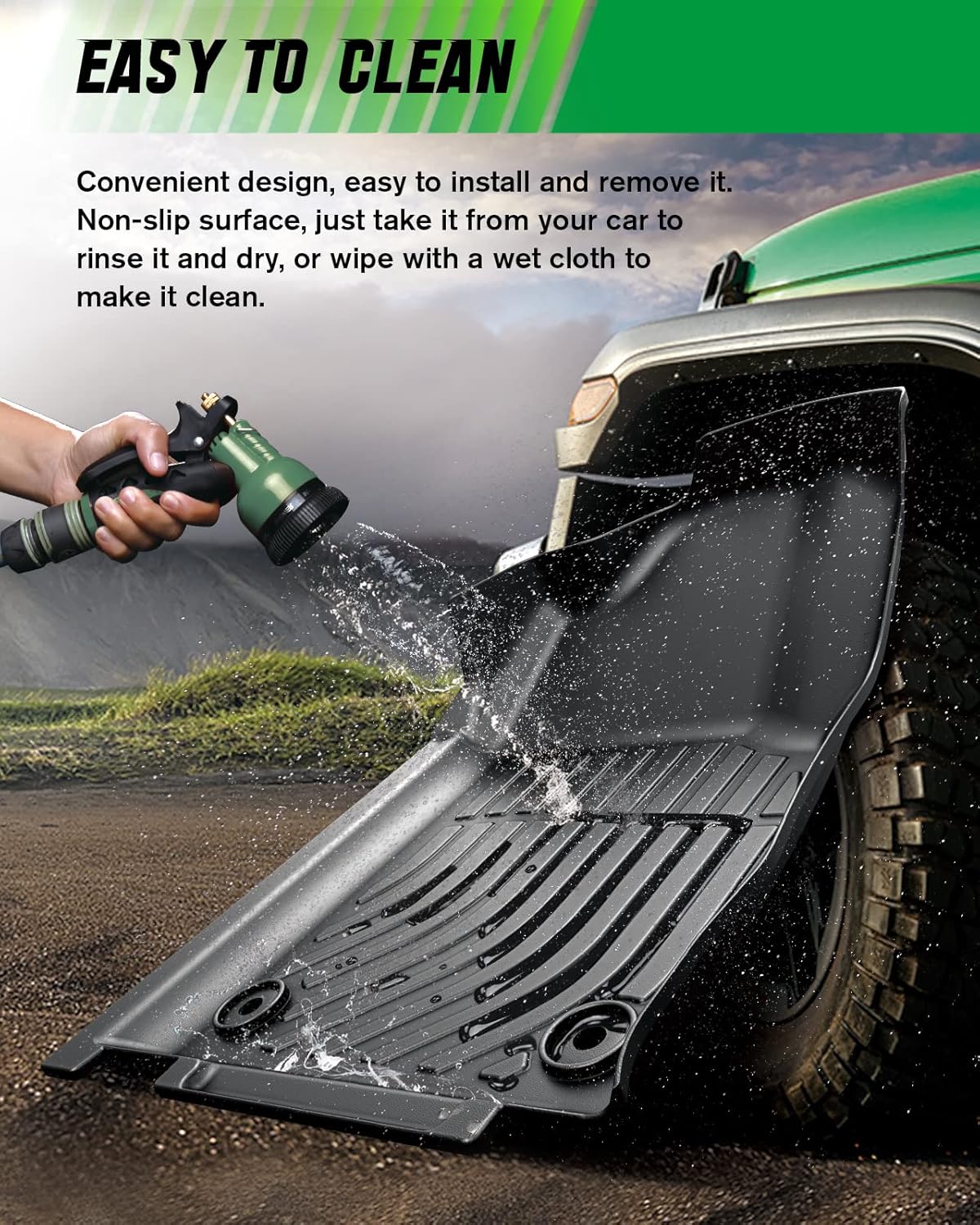 All Weather TPE Black Car Floor Mats Full Set S6136