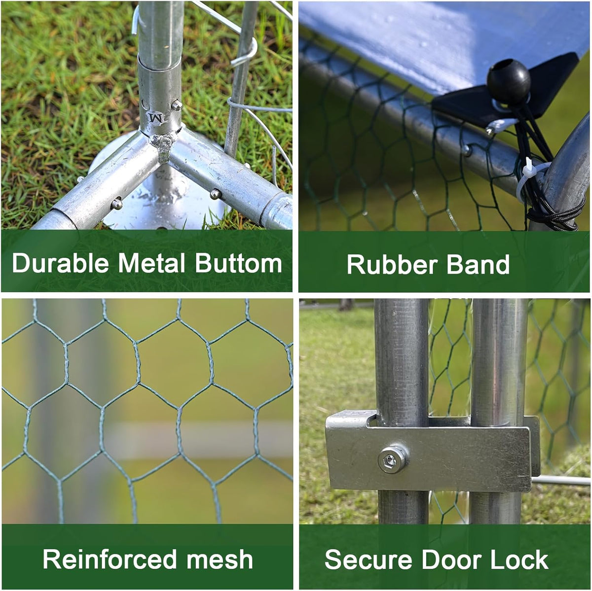 13x10x6.5 FT Metal Chicken Coop with Waterproof Cover D6840
