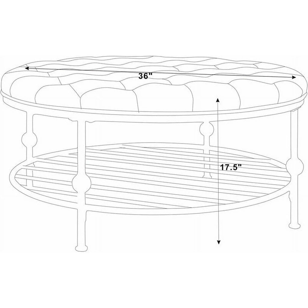 Blue Faux Leather Tufted Cocktail Ottoman A20848