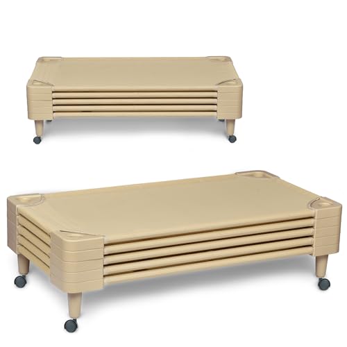 Stackable Kids Nap Cot with 4 Lockable Casters, Set of 5 S85100