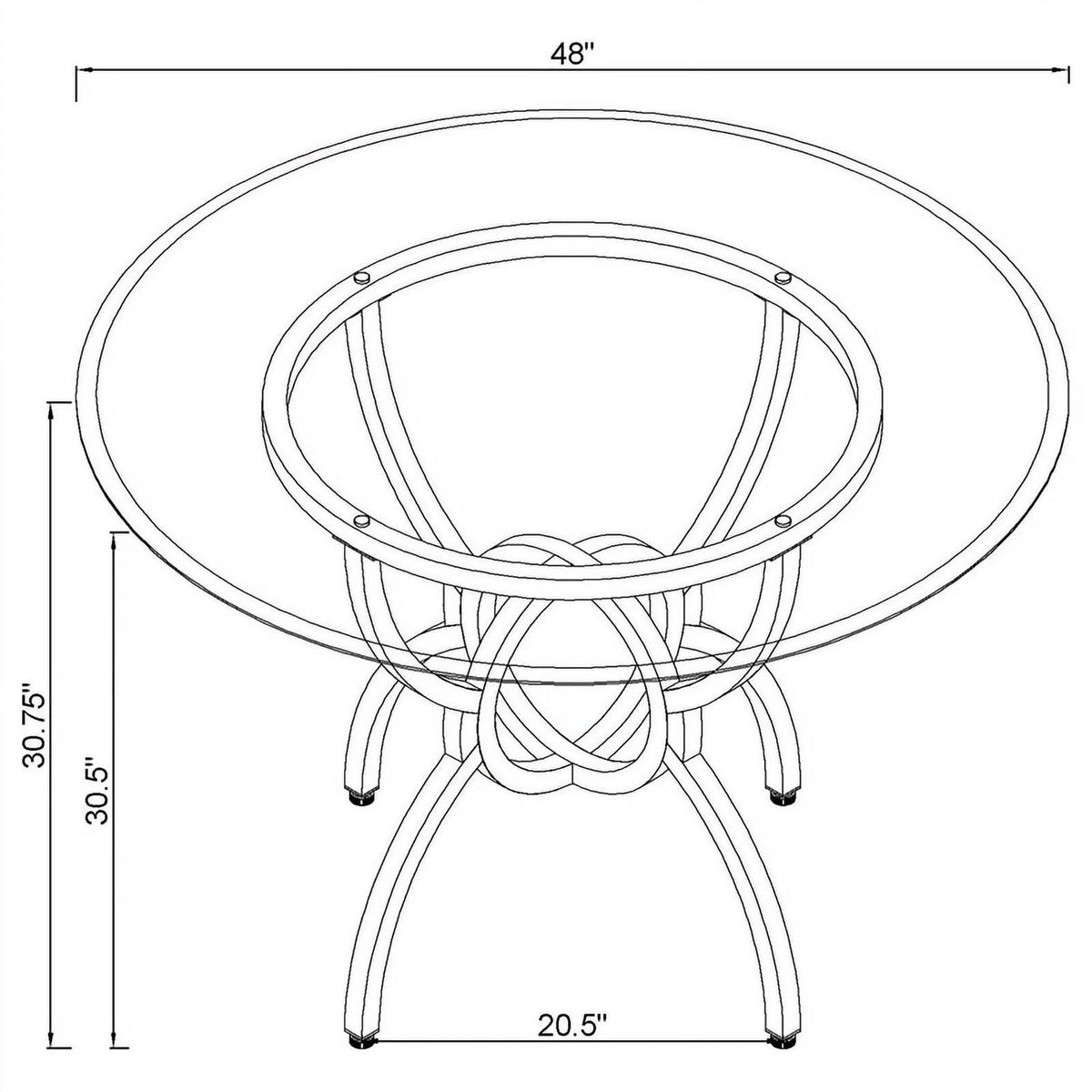 48" Round Metal & Glass Dining Table X414238