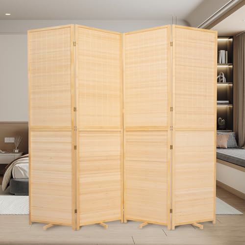 5.6FT Brown Bamboo 4 Panel Room Divider W527506