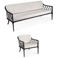 Black Outdoor Sofa and Lounge Chair 2-Piece Set C302733