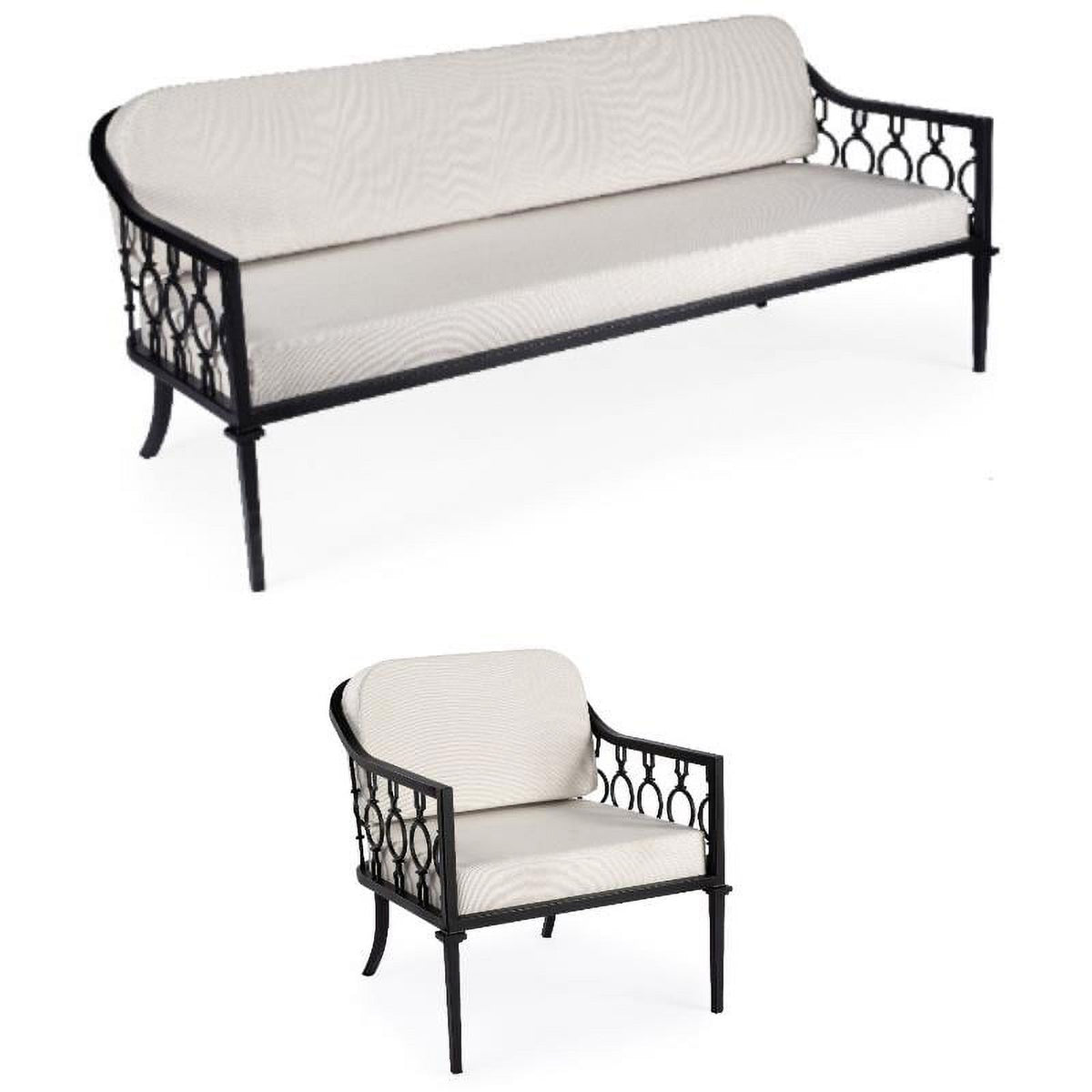 Black Outdoor Sofa and Lounge Chair 2-Piece Set C302733