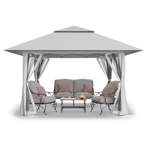 13x13 Grey Pop Up Gazebo with Wheeled Cover Bag M255305