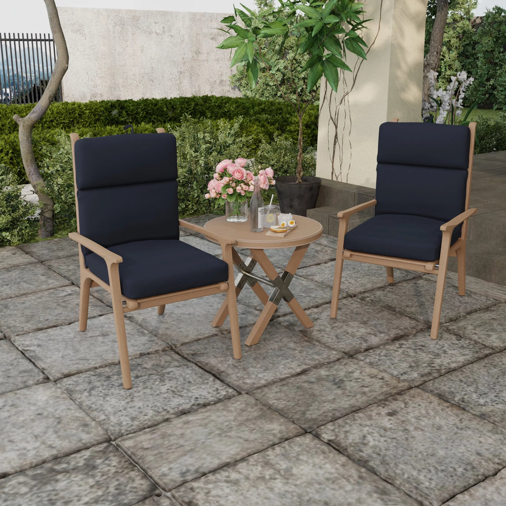 Navy Rectangular Outdoor Chair Cushion with Ties D34640