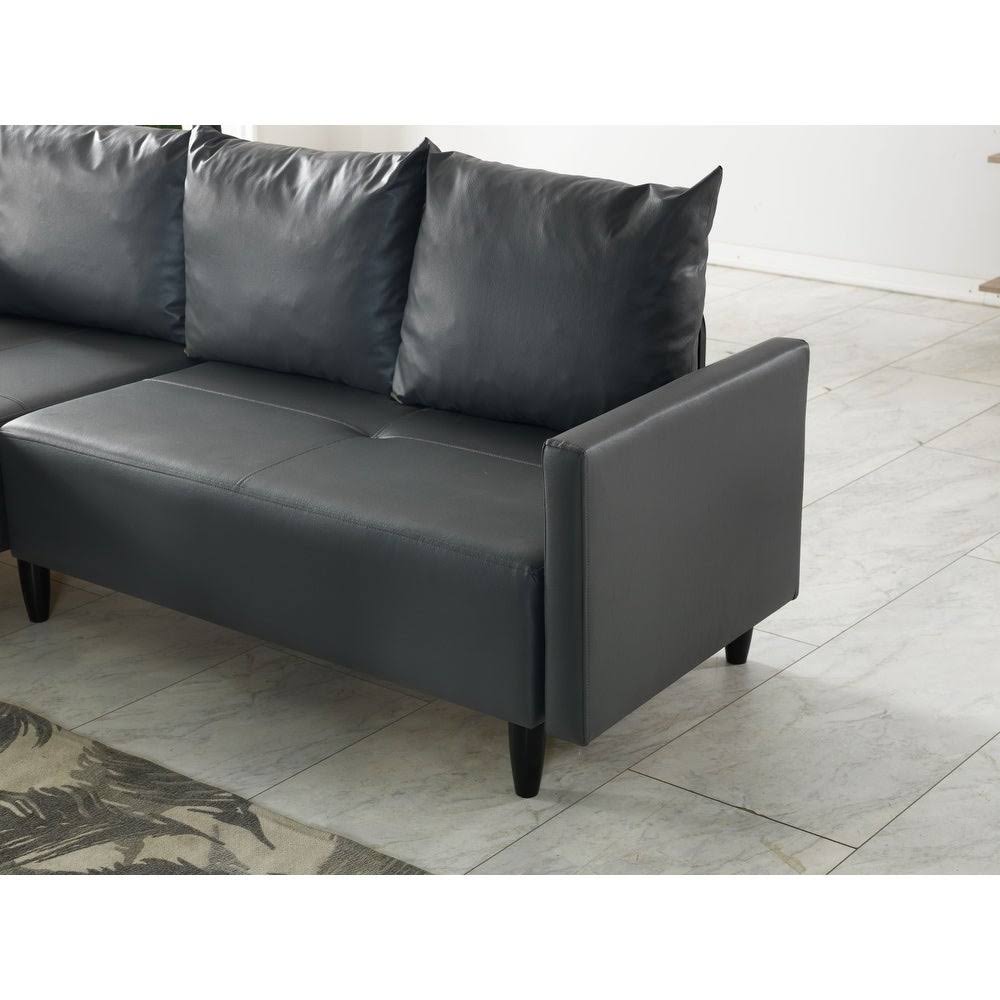 Contemporary Faux Leather Reversible Sectional S58229