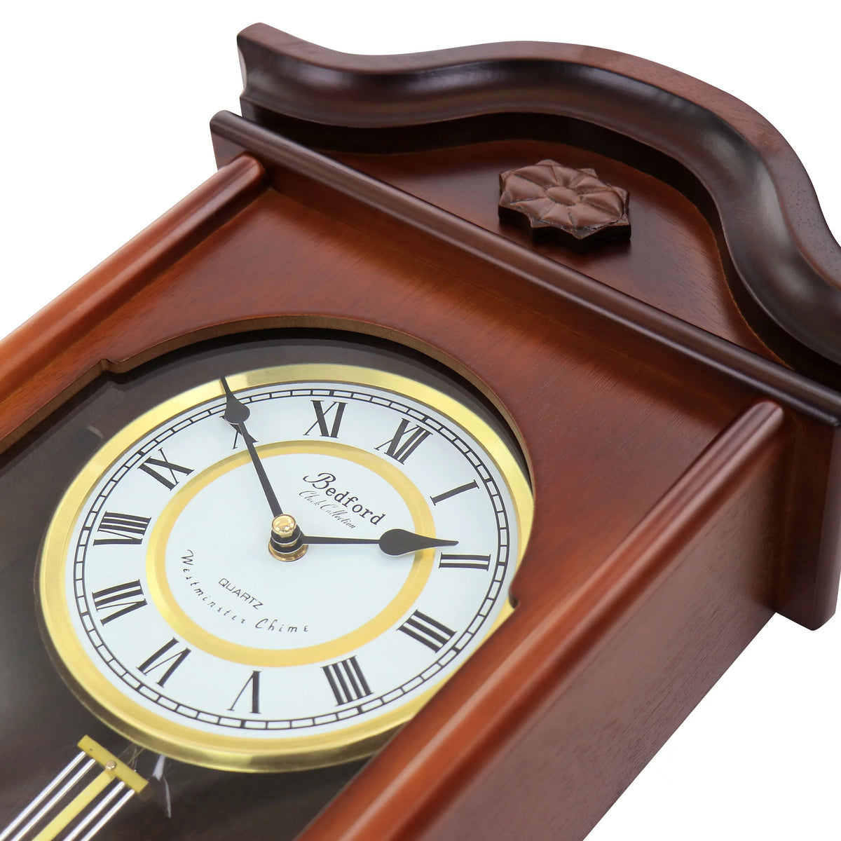 Mahogany Brown Chiming Pendulum Wall Clock Q516060