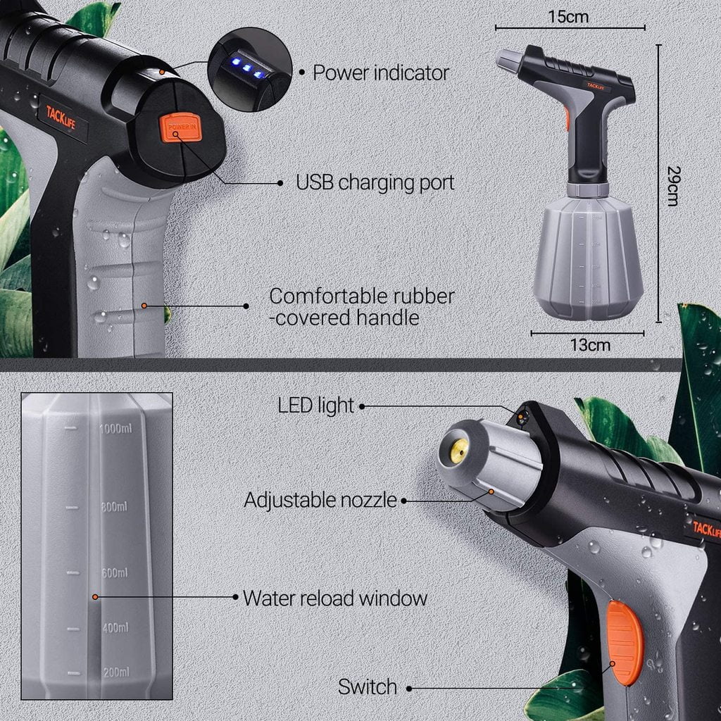 Electric Plant Spray Bottle with Adjustable Spout, 1Liter O402621