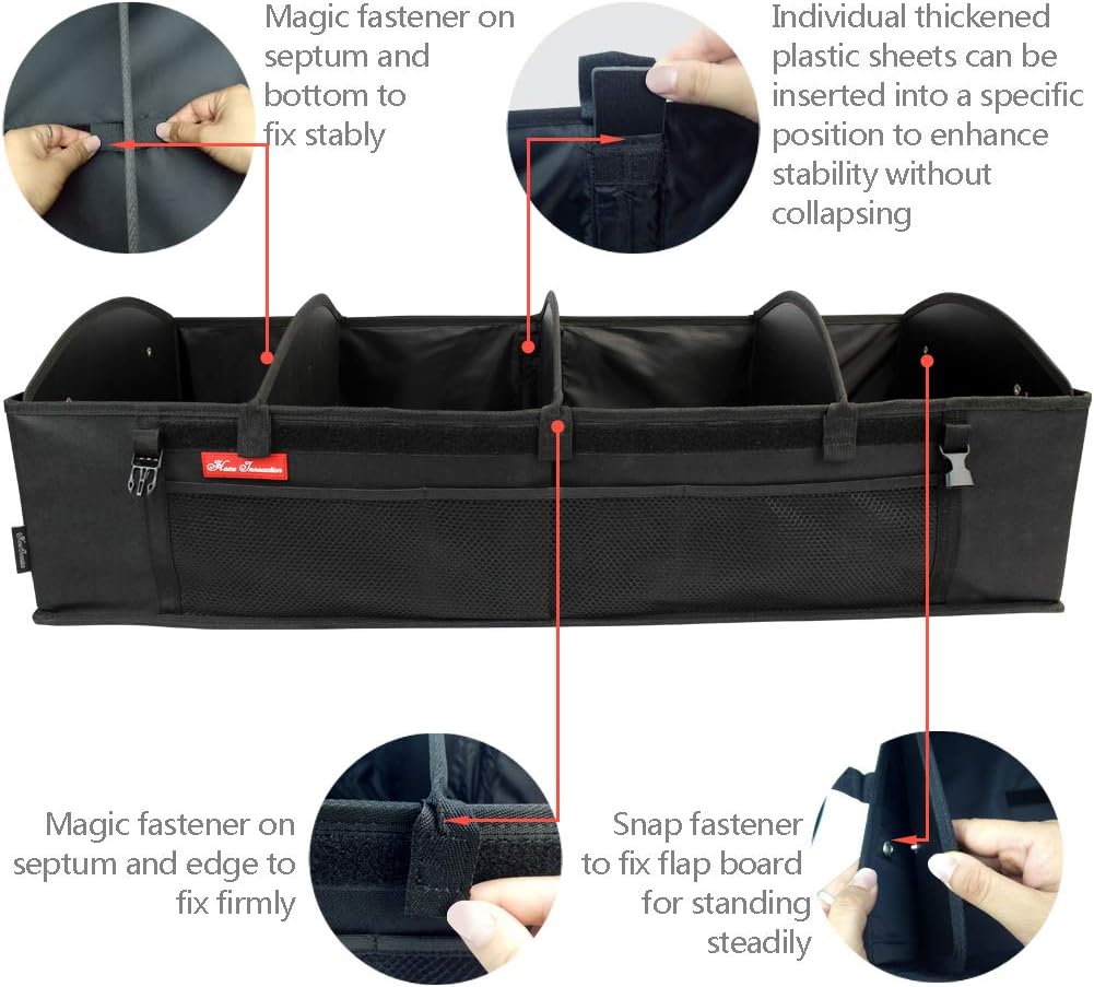 4 Compartment Foldable Car Trunk Organizer T13323