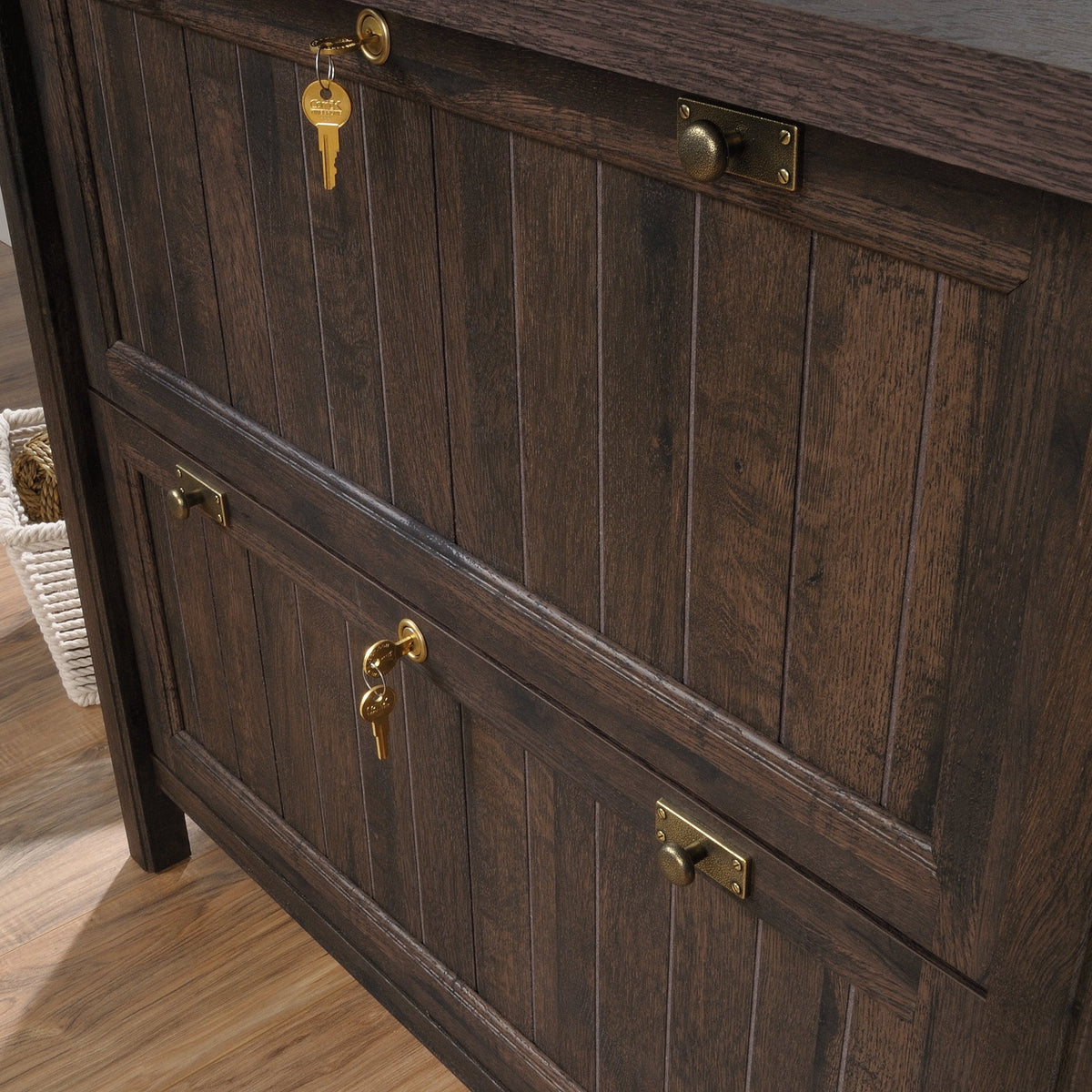 Coffee Oak Lateral File Cabinet S3484