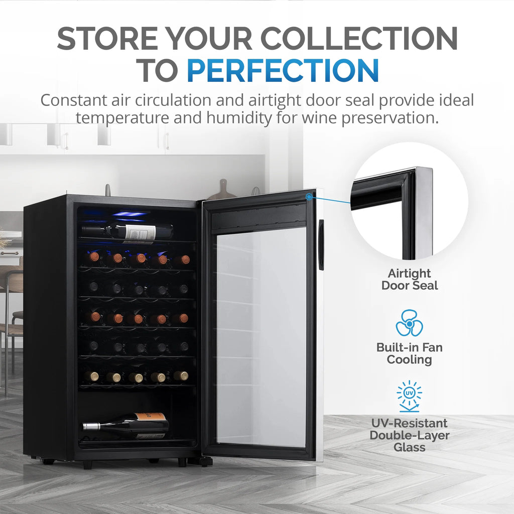 33 Bottle Stainless Steel Compressor Wine Fridge Q97788