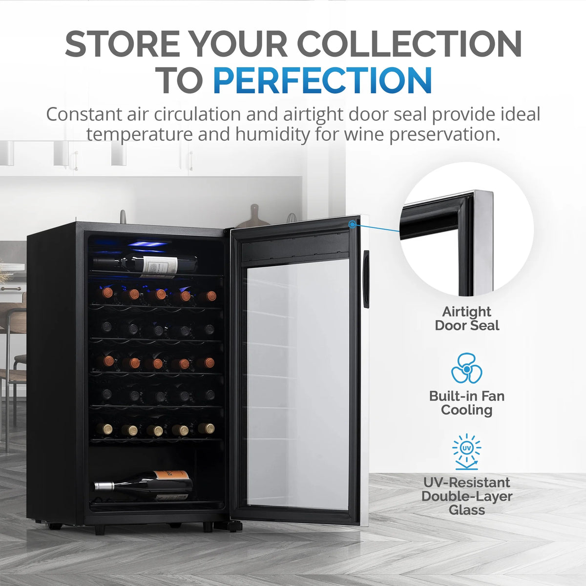 33 Bottle Stainless Steel Compressor Wine Fridge Q97788
