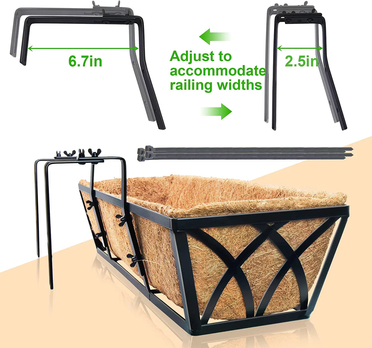 24 Inch Metal Hanging Planter with Coco Liner, 4pcs G683008