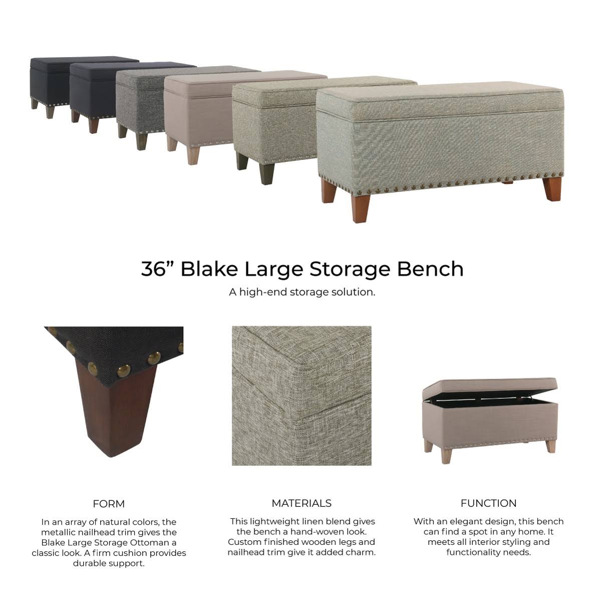 Large Storage Bench with Nailhead Trim U1714