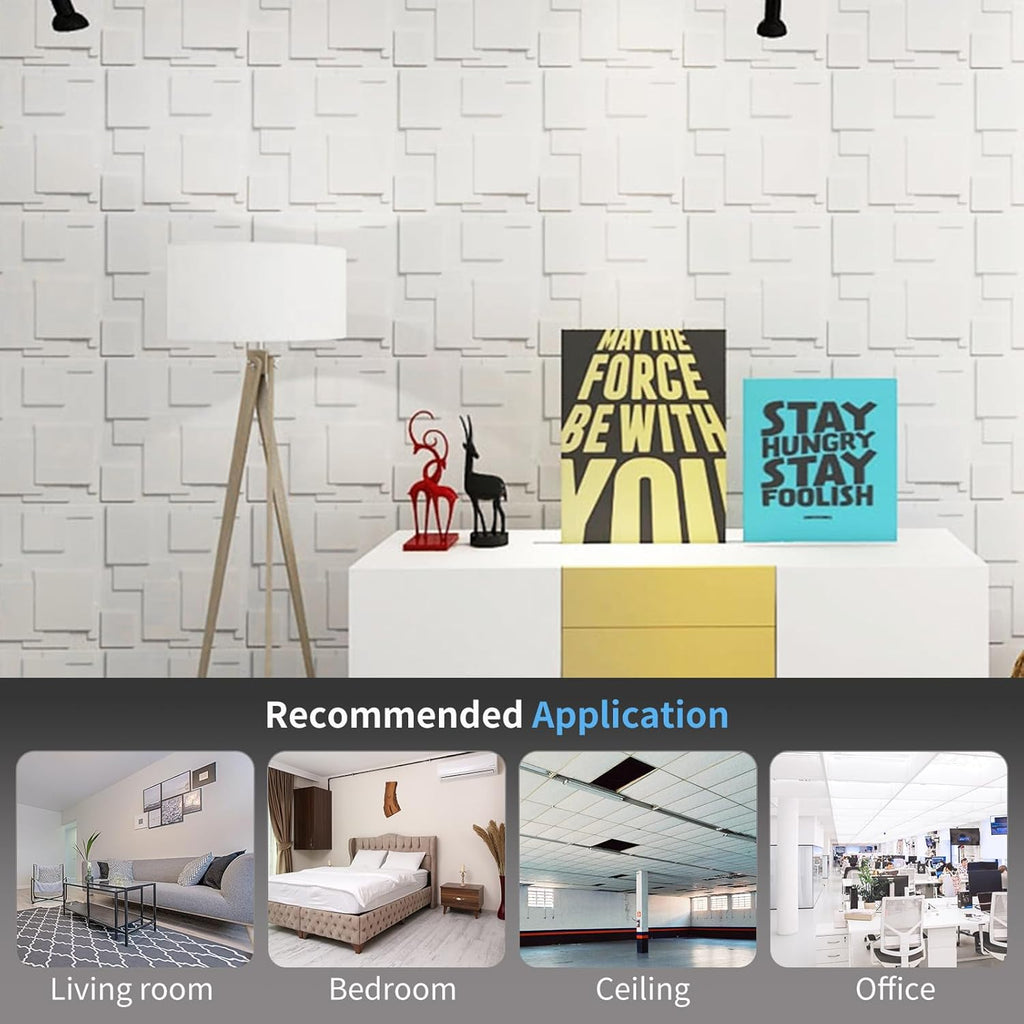 White PVC 3D Wall Panel, 32 Sq.FT T5170