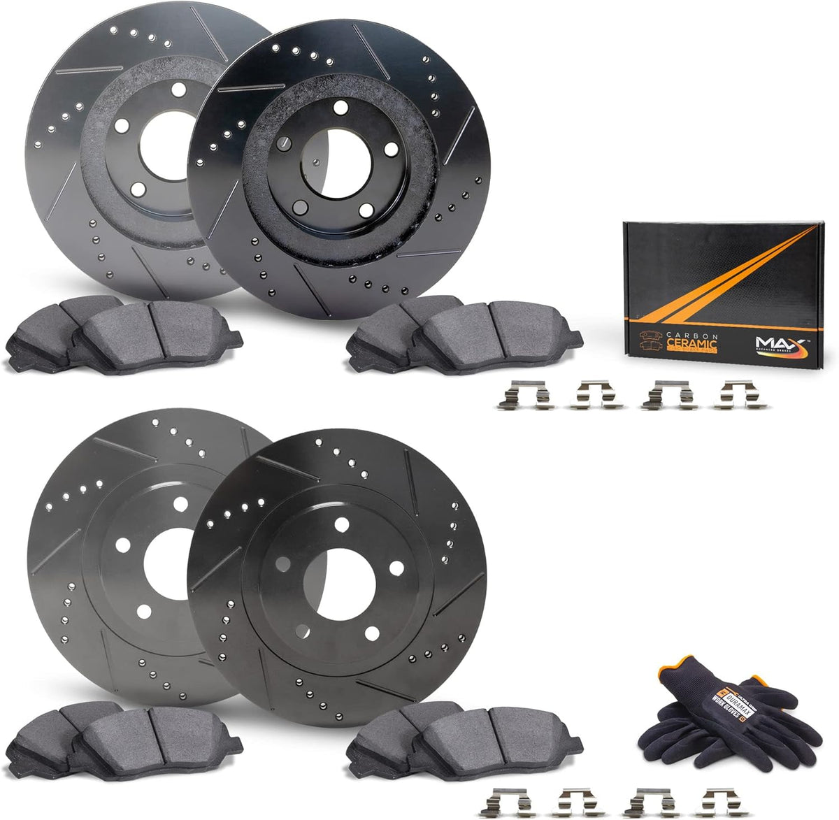 Max Brakes Premium OE Rotors with Carbon Ceramic Pads V484081