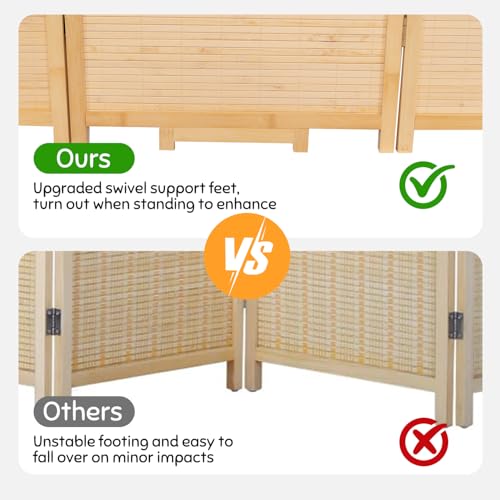 5.6FT Brown Bamboo 4 Panel Room Divider W527506