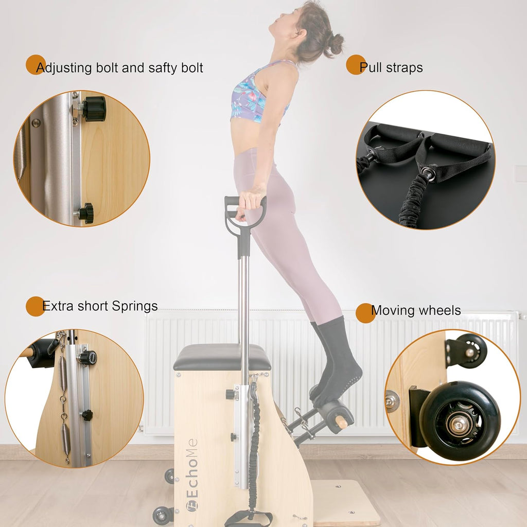 Split-Pedal Stability Pilates Chair with Handles E691766