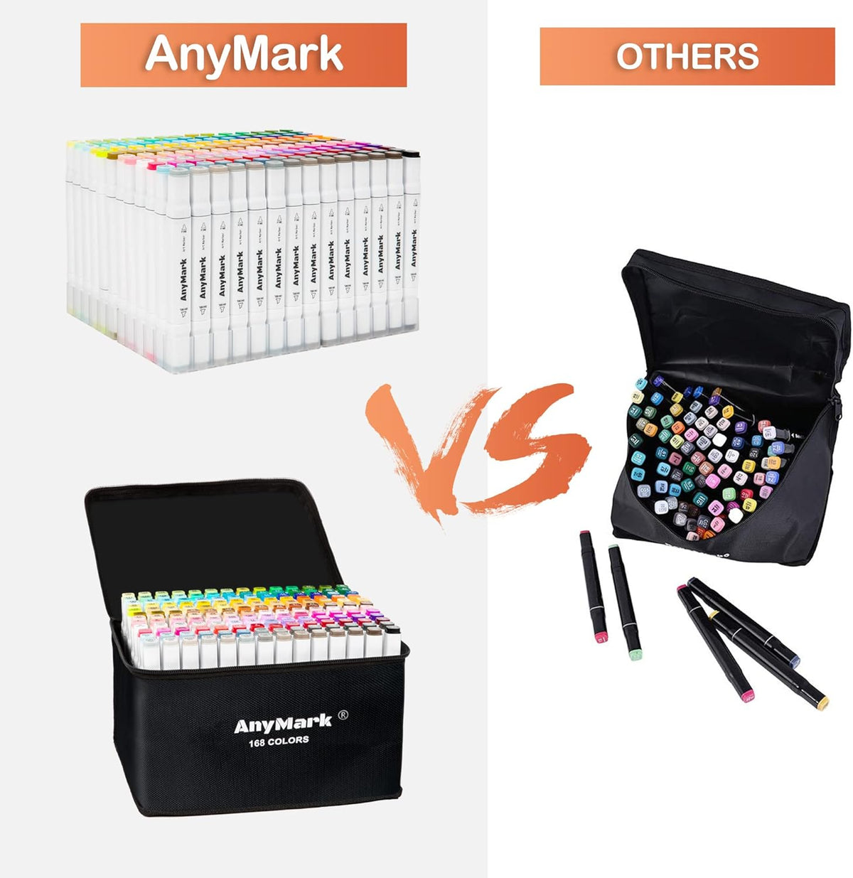 168 Colors Alcohol Markers, Dual Tip Art Markers C3602