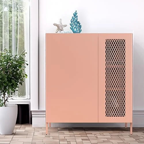 Modern Metal Sideboard Cabinet with Adjustable Shelves B14468