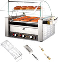 2000W 11 Rollers Hot Dog Roller Grill Cooker Machine with Bun Warmer W376862