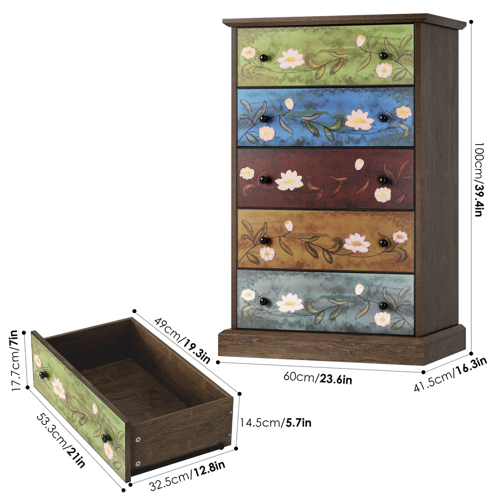 5 Drawer Wood Dresser X759