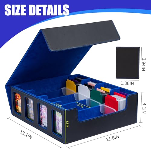 Trading Card Storage Box with Window Dice Tray, Black Grey J67520