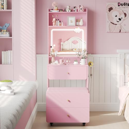 White Vanity Desk with Mirror and Lights O97520