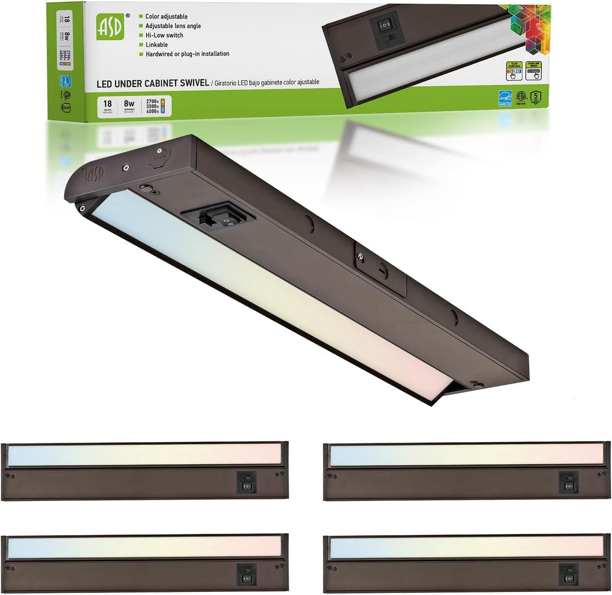 Oil Rubbed Bronze LED Under Cabinet Lighting, 24 Inch, 4 Pack Y3969