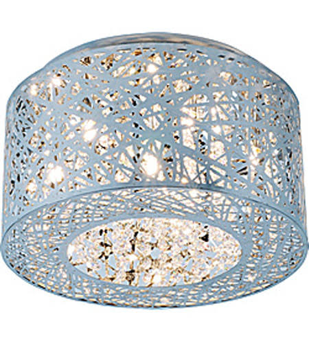 LED Polished Chrome Flush Mount Ceiling Light with Clear & White Bulb J4857