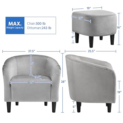 Fabric Accent Armchair with Ottoman X6121