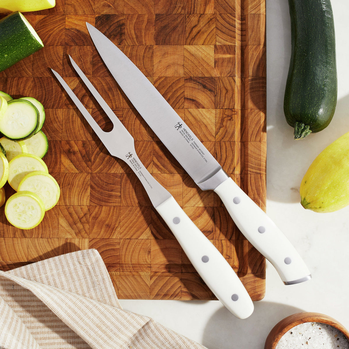 2pc Carving Set with White Handle O394960