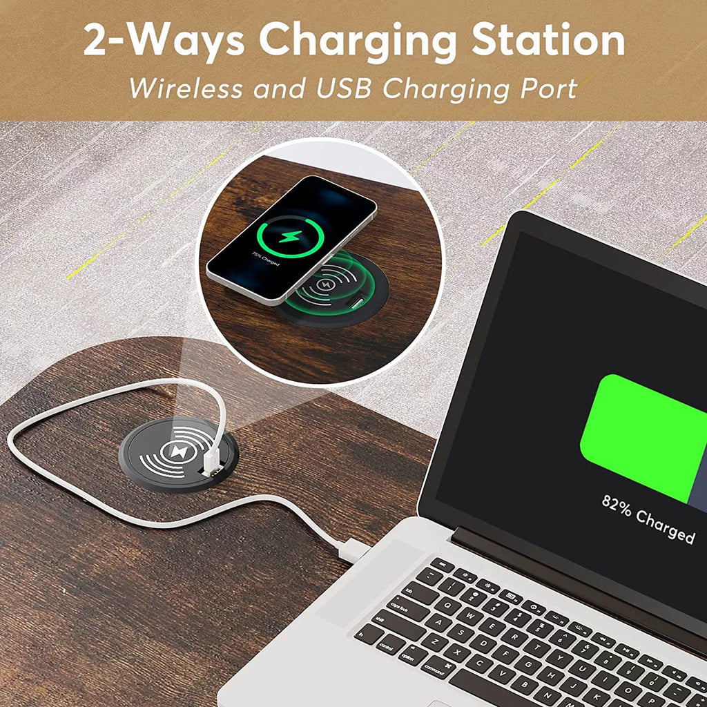 Mobile Height Adjustable Desk with Wireless Charging Station Q182130